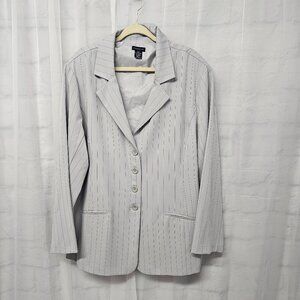 Courtenay Gray Red Pinstriped Single Breasted Blazer Summer Office Business 22W
